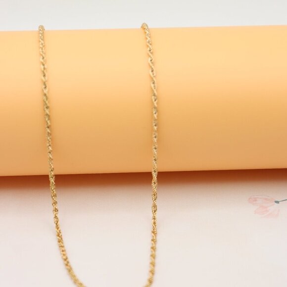 Twisted Rope Rose Gold Necklace – Elegant 18 Inch Chain Design, XPNL0206 - Picture 7 of 12